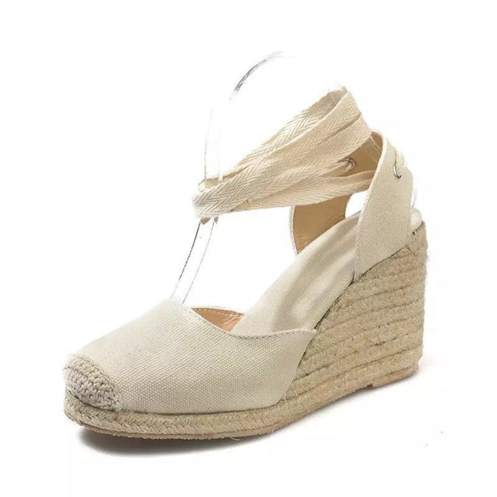 W&W Mode | Einzelknopf Riemen, Seilstoff Sohle Espadrilles
