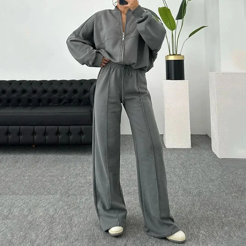 WW | Jogginghosen Mit Weitem Bein Zusammengestelltes Set Jogginganzüge Für Damen