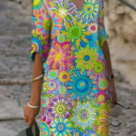 WW | Midi-Kleid mit V-Ausschnitt und Blumenmuster