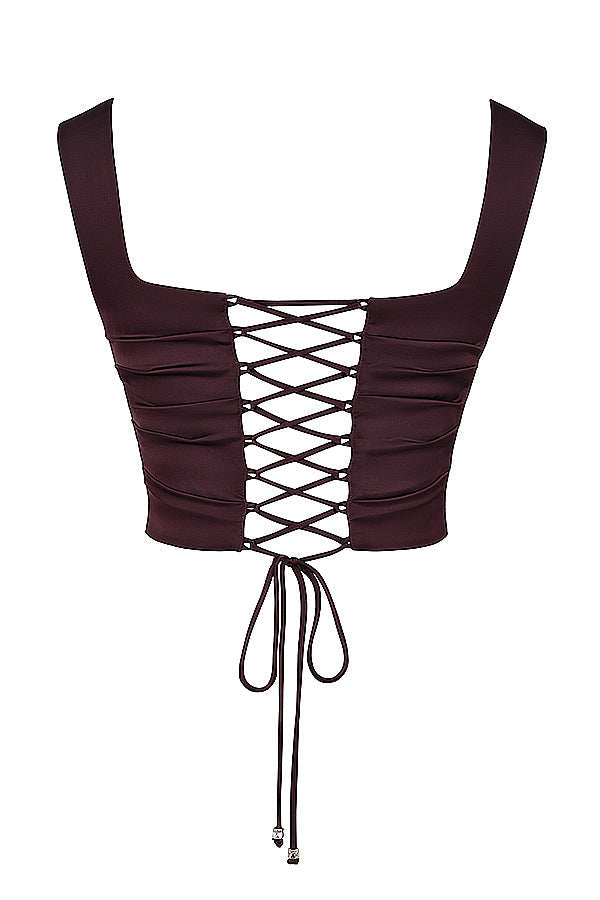 WW | Satin Corsage Top Und Maxirock Satz