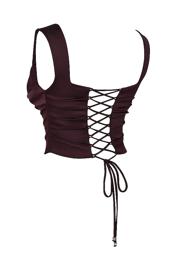WW | Satin Corsage Top Und Maxirock Satz