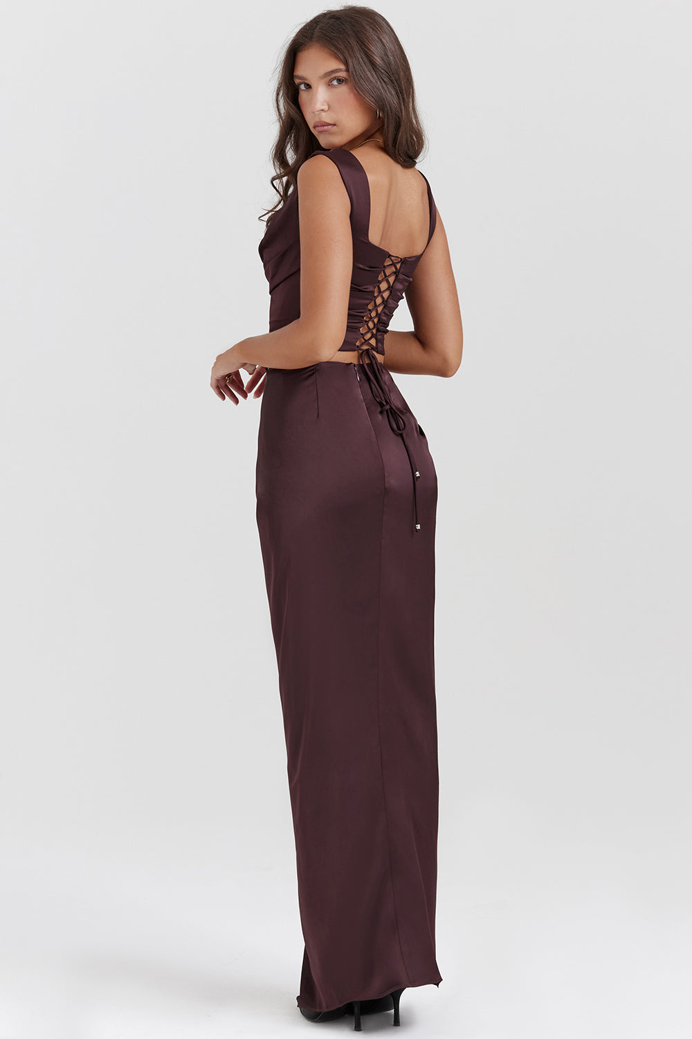 WW | Satin Corsage Top Und Maxirock Satz