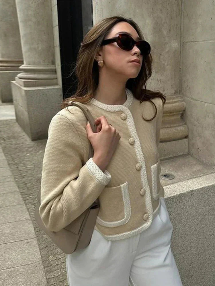 WW | Einreihig Beige Tweed Blazer Damenjacken