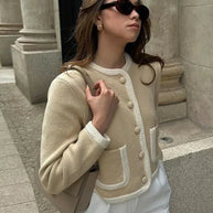 WW | Einreihig Beige Tweed Blazer Damenjacken