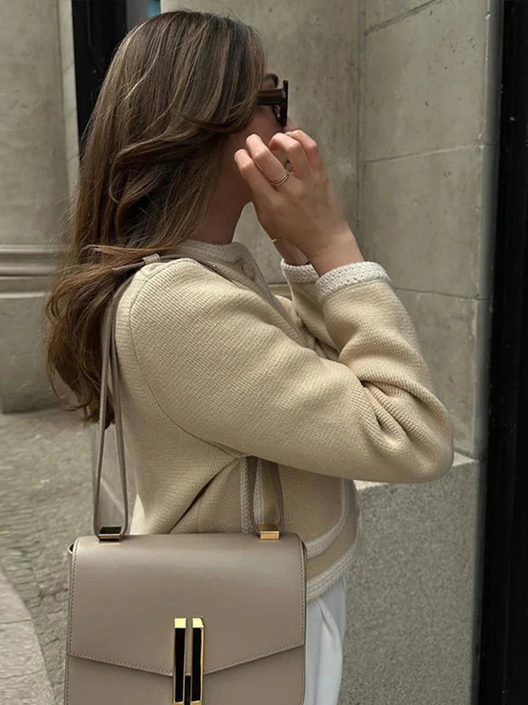 WW | Einreihig Beige Tweed Blazer Damenjacken