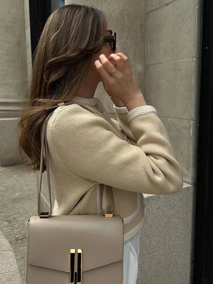 W&W Mode | Einreihig Beige Tweed Blazer Damenjacken
