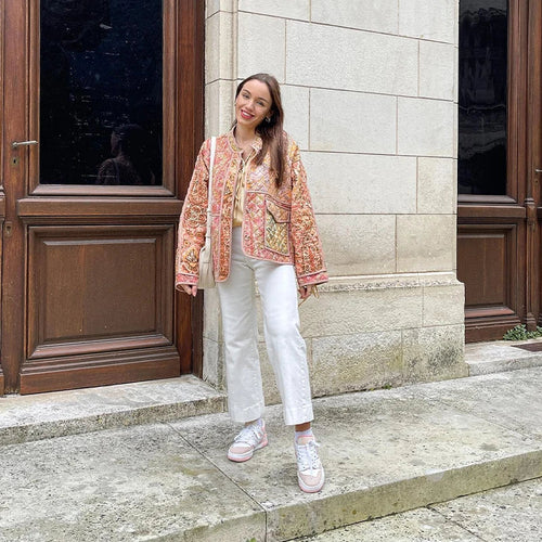 W&W Mode | Übergroße Jacke Boho Style Offen Front Tweed Jacke Damen Jacke