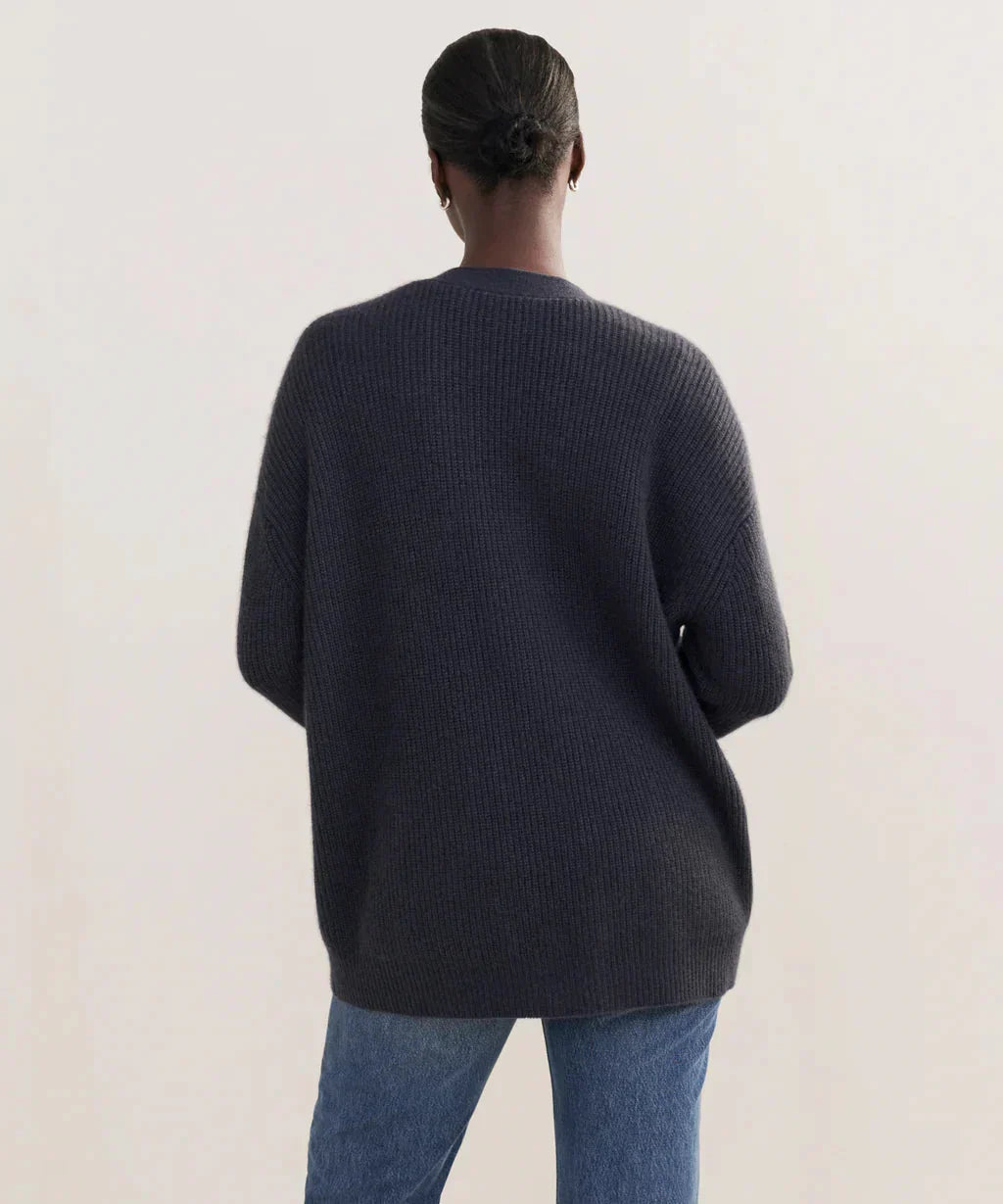 W&W Mode | Übergroße Strickjacke Damen Strickjacke aus Kaschmir mit V Ausschnitt und Knöpfen