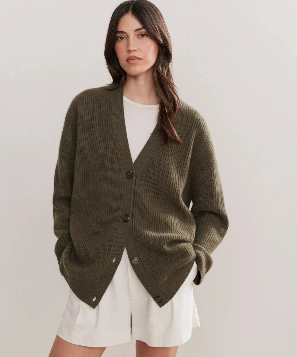 W&W Mode | Übergroße Strickjacke Damen Strickjacke aus Kaschmir mit V Ausschnitt und Knöpfen
