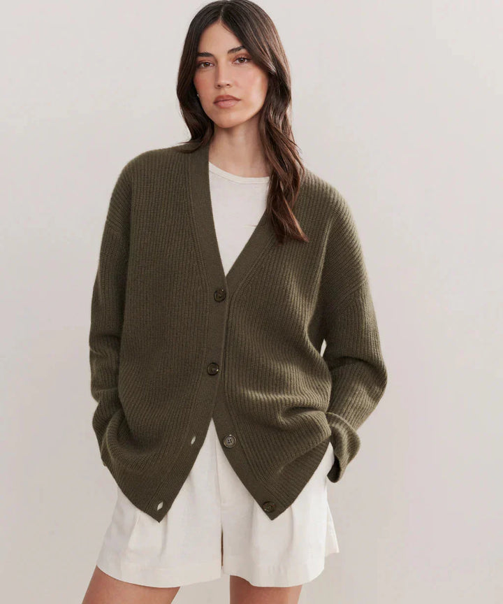 W&W Mode | Übergroße Strickjacke Damen Strickjacke aus Kaschmir mit V Ausschnitt und Knöpfen