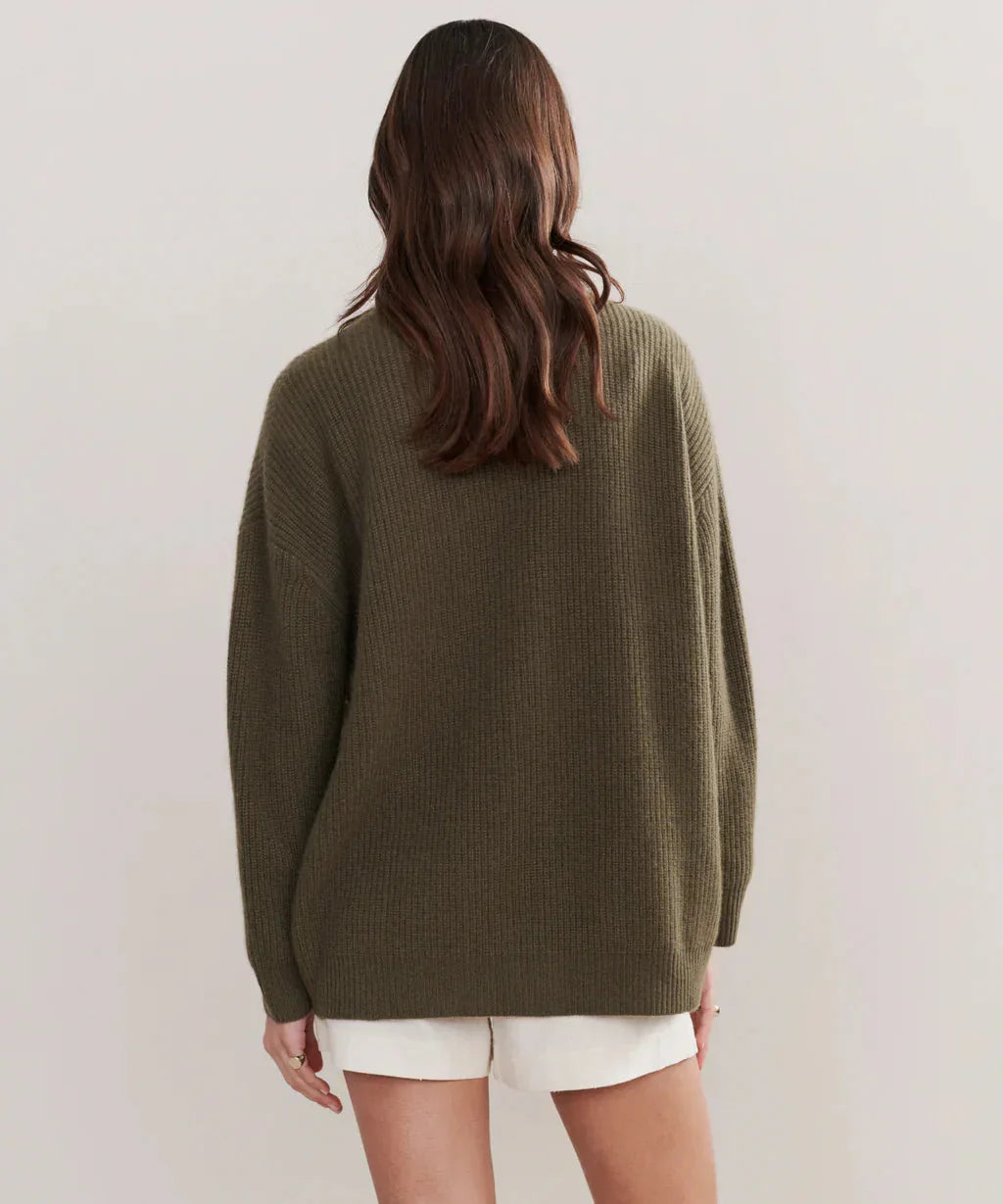 W&W Mode | Übergroße Strickjacke Damen Strickjacke aus Kaschmir mit V Ausschnitt und Knöpfen