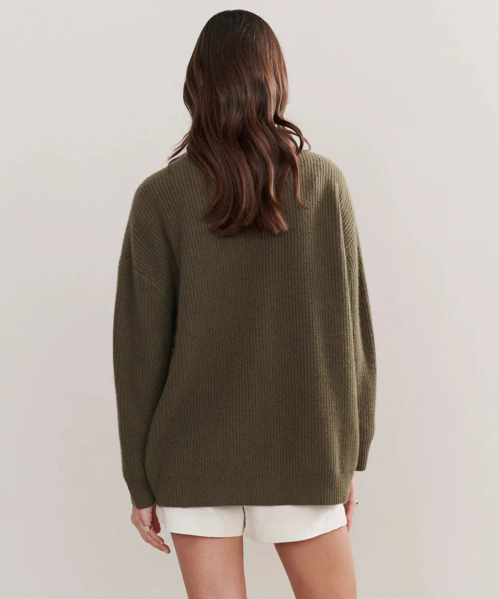 WW | Übergroße Strickjacke Damen Strickjacke aus Kaschmir mit V Ausschnitt und Knöpfen