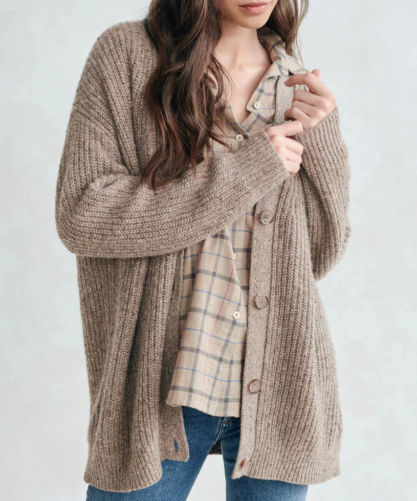 WW | Übergroße Strickjacke Damen Strickjacke aus Kaschmir mit V Ausschnitt und Knöpfen