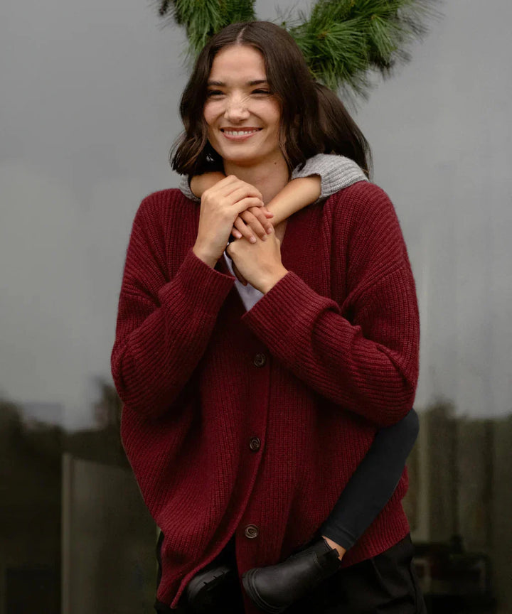 W&W Mode | Übergroße Strickjacke Damen Strickjacke aus Kaschmir mit V Ausschnitt und Knöpfen
