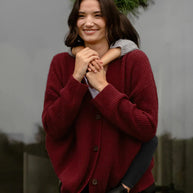 WW | Übergroße Strickjacke Damen Strickjacke aus Kaschmir mit V Ausschnitt und Knöpfen