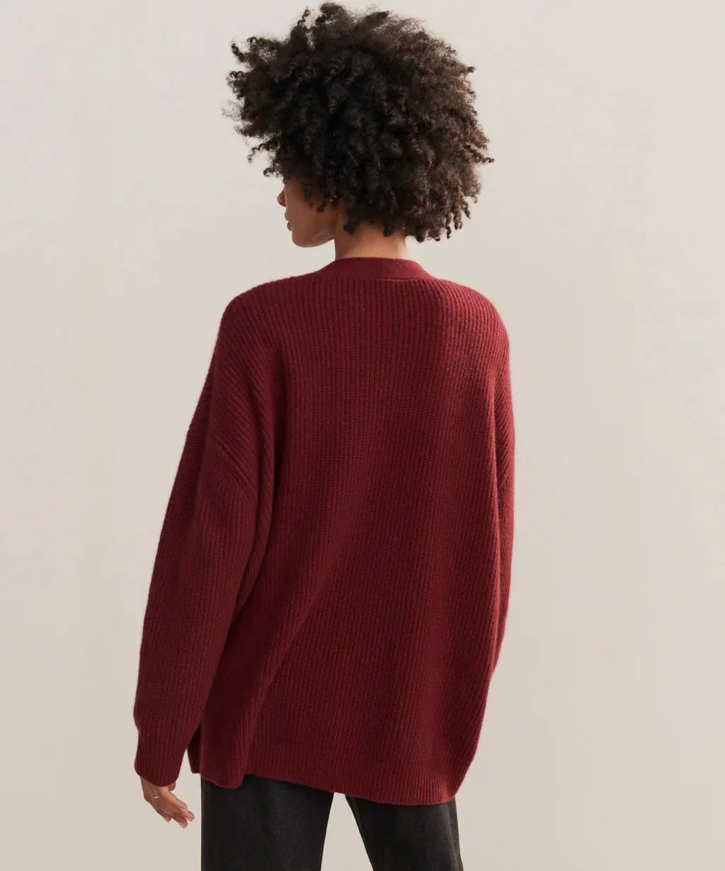 W&W Mode | Übergroße Strickjacke Damen Strickjacke aus Kaschmir mit V Ausschnitt und Knöpfen