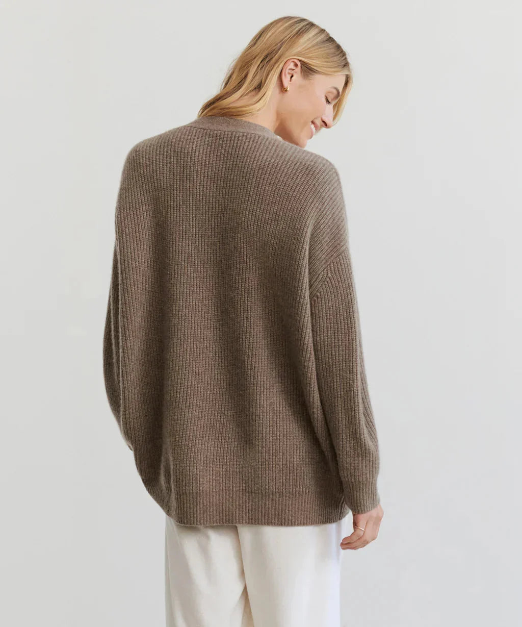 W&W Mode | Übergroße Strickjacke Damen Strickjacke aus Kaschmir mit V Ausschnitt und Knöpfen