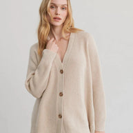 WW | Übergroße Strickjacke Damen Strickjacke aus Kaschmir mit V Ausschnitt und Knöpfen