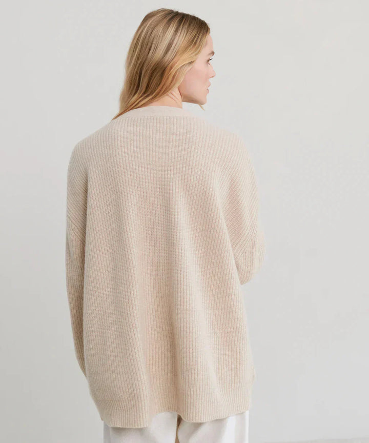 W&W Mode | Übergroße Strickjacke Damen Strickjacke aus Kaschmir mit V Ausschnitt und Knöpfen