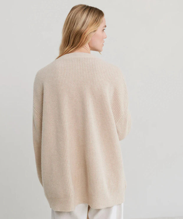 WW | Übergroße Strickjacke Damen Strickjacke aus Kaschmir mit V Ausschnitt und Knöpfen