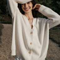 WW | Übergroße Strickjacke Damen Strickjacke aus Kaschmir mit V Ausschnitt und Knöpfen