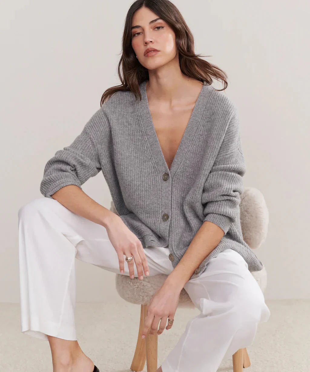 W&W Mode | Übergroße Strickjacke Damen Strickjacke aus Kaschmir mit V Ausschnitt und Knöpfen