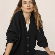 WW | Übergroße Strickjacke Damen Strickjacke aus Kaschmir mit V Ausschnitt und Knöpfen