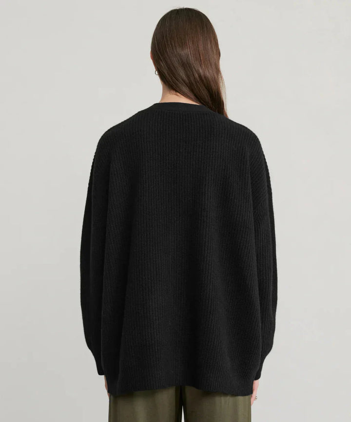 W&W Mode | Übergroße Strickjacke Damen Strickjacke aus Kaschmir mit V Ausschnitt und Knöpfen