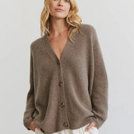 WW | Übergroße Strickjacke Damen Strickjacke aus Kaschmir mit V Ausschnitt und Knöpfen