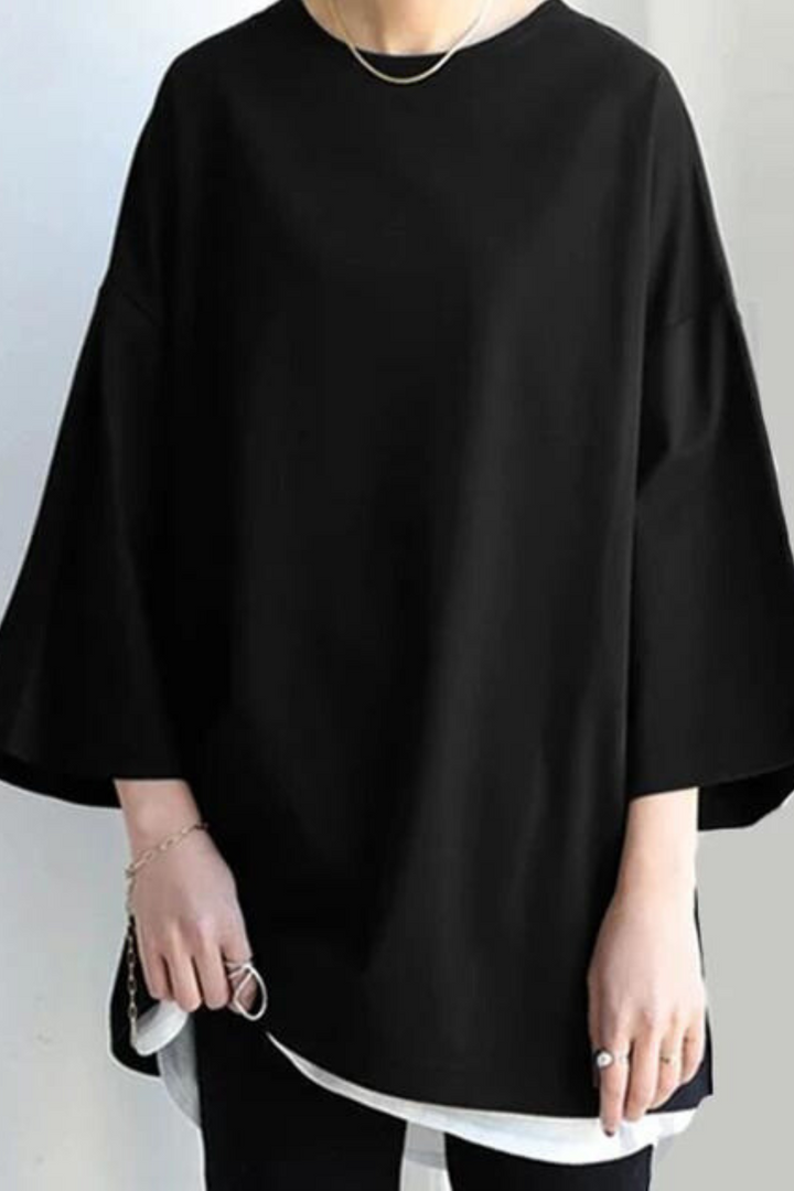 Damen Oversized-Langarmshirt mit Rundhalsausschnitt und lockerer Passform