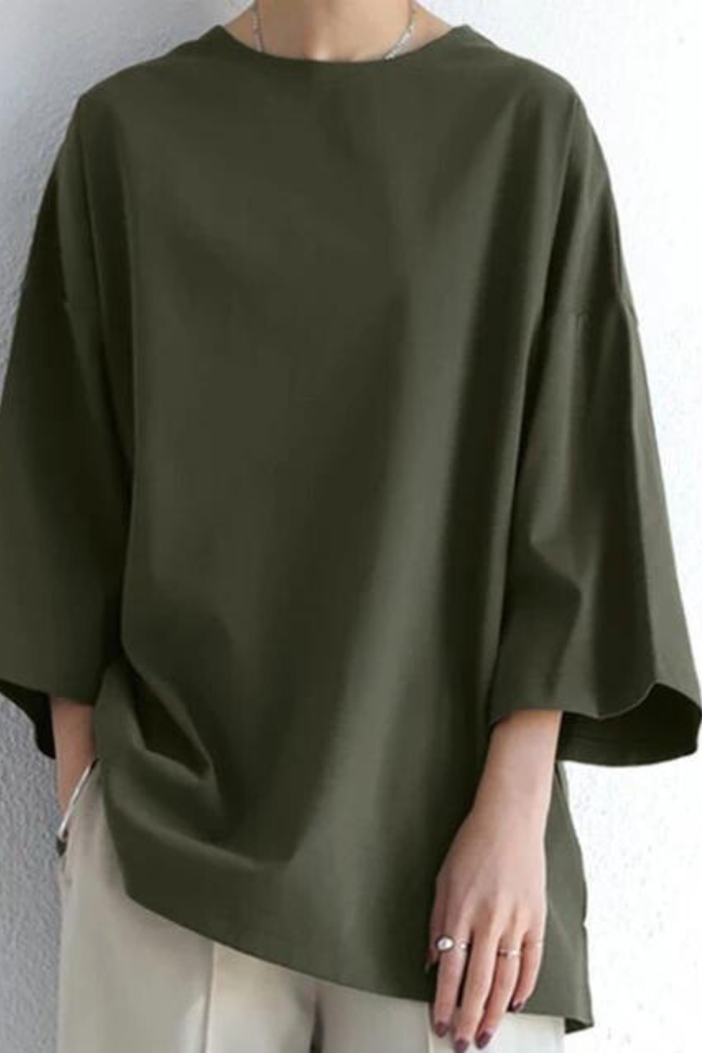 Damen Oversized-Langarmshirt mit Rundhalsausschnitt und lockerer Passform