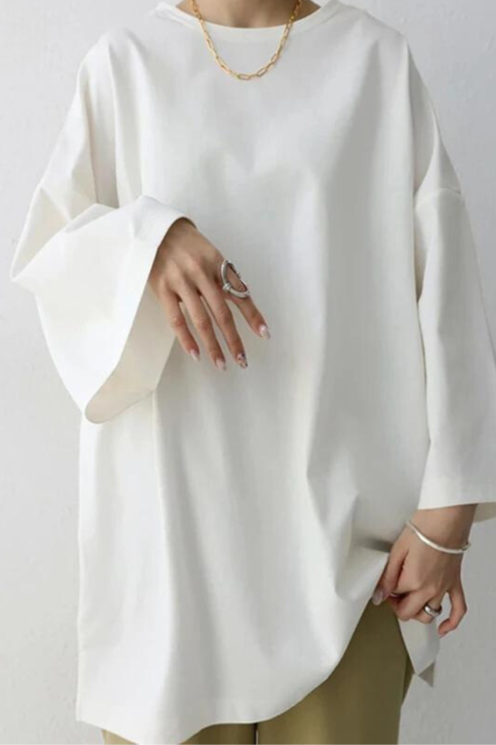 Damen Oversized-Langarmshirt mit Rundhalsausschnitt und lockerer Passform