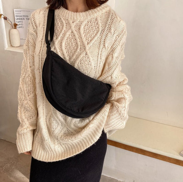W&W Mode | Damenumhängetasche Half Moon mit verstellbarem Riemen