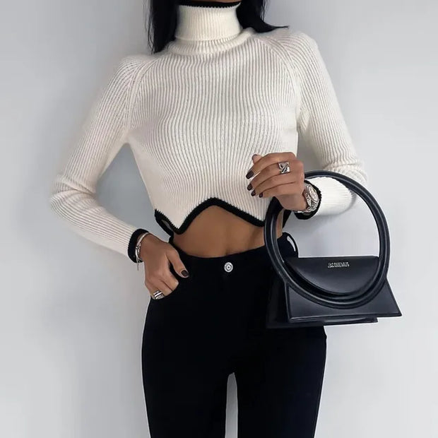 WW | Geripptes Rollkragen-Crop-Top