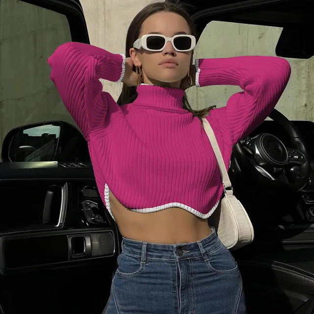 WW | Geripptes Rollkragen-Crop-Top