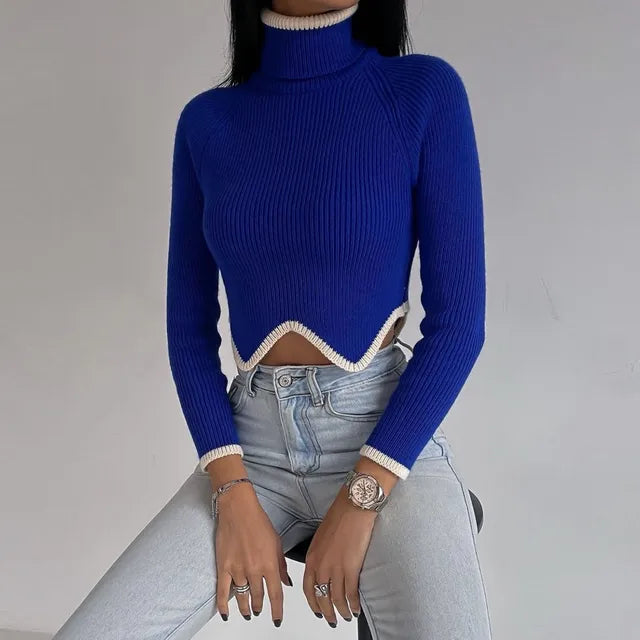 WW | Geripptes Rollkragen-Crop-Top