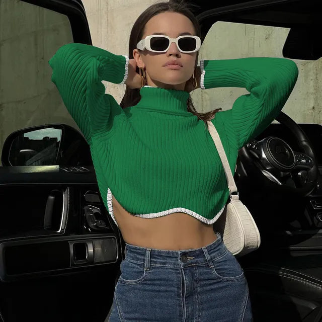 WW | Geripptes Rollkragen-Crop-Top