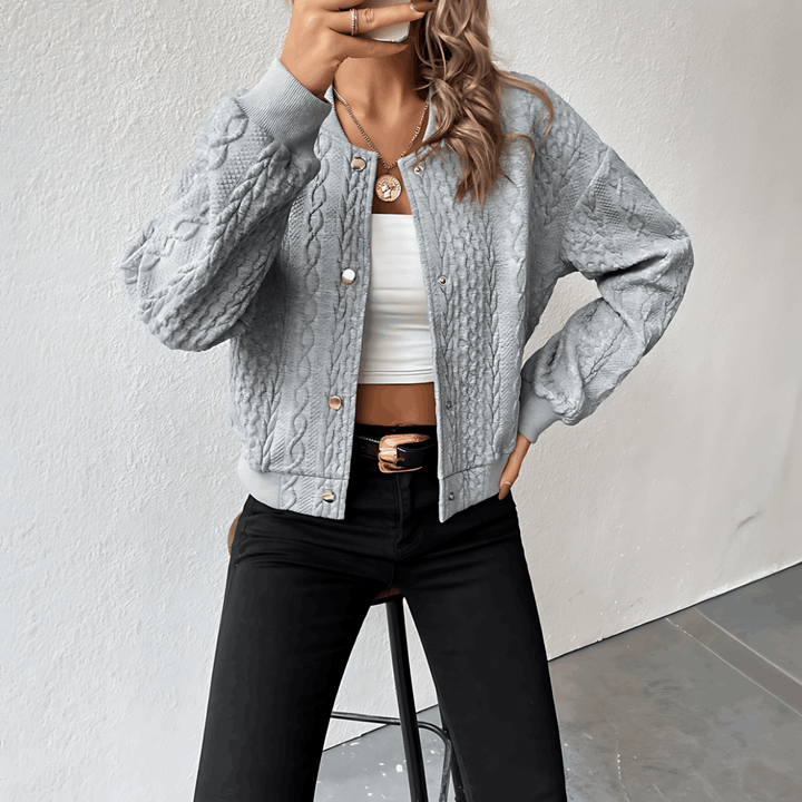 W&W Mode | Strickjacke im Bomberjacken-Stil mit Knöpfen für Damen