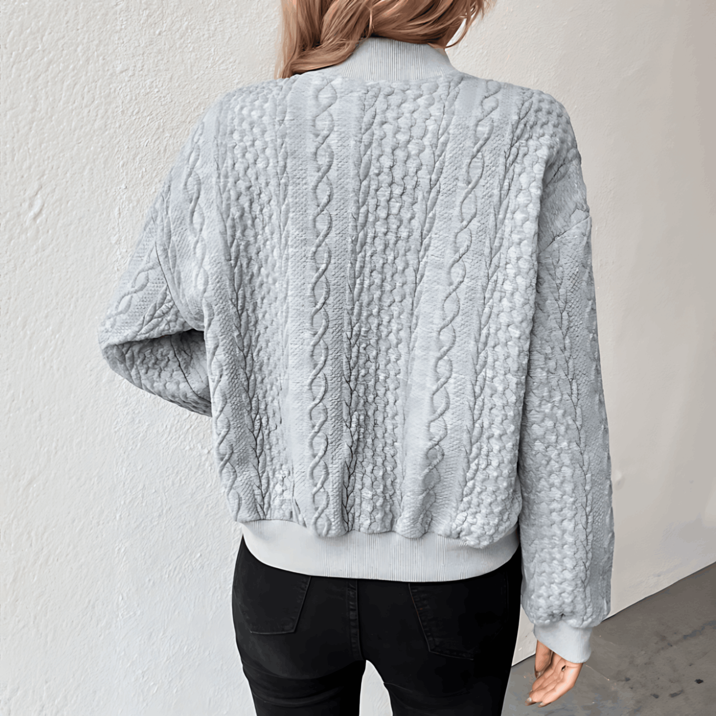 WW | Strickjacke im Bomberjacken-Stil mit Knöpfen für Damen