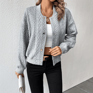 WW | Strickjacke im Bomberjacken-Stil mit Knöpfen für Damen