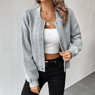 WW | Strickjacke im Bomberjacken-Stil mit Knöpfen für Damen
