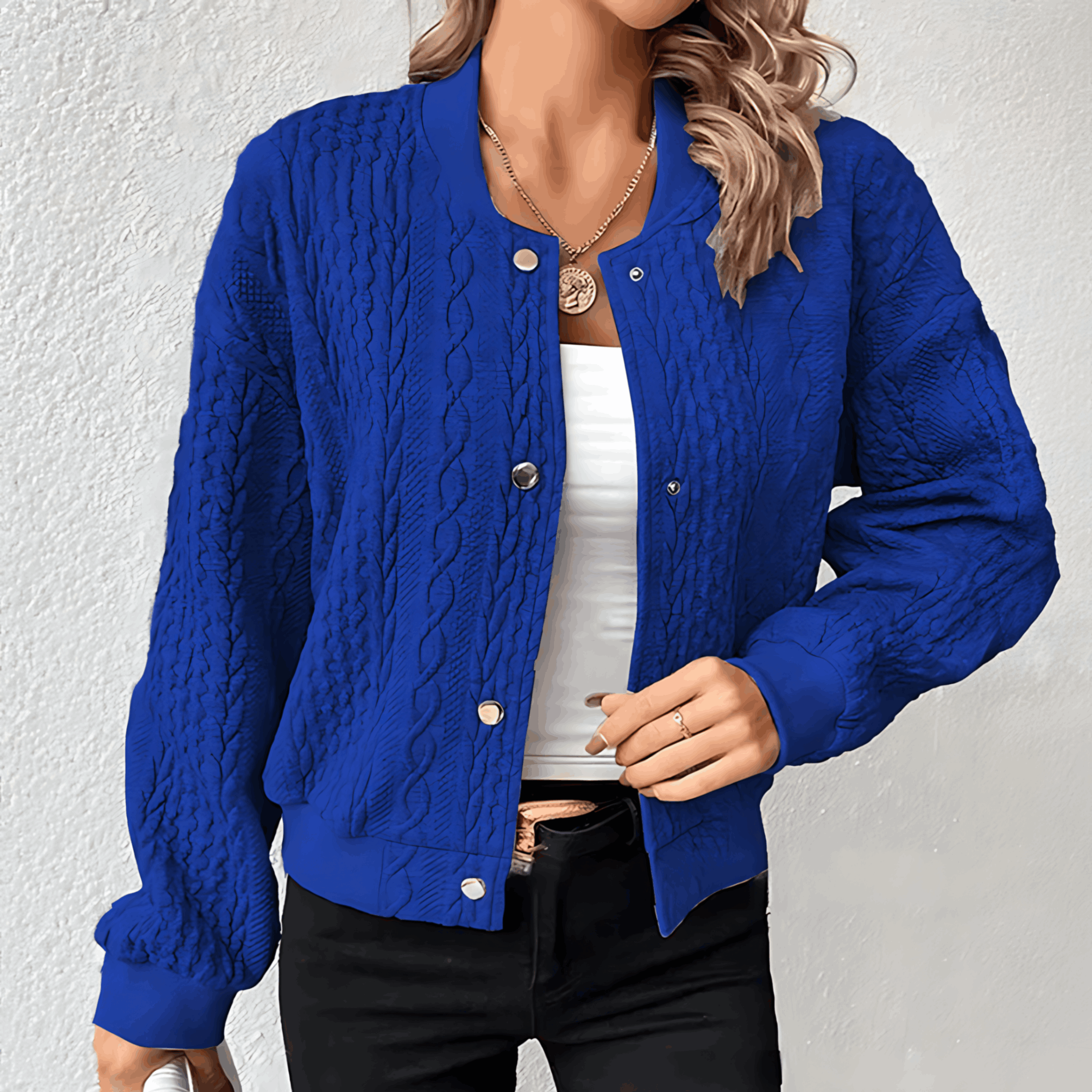 WW | Strickjacke im Bomberjacken-Stil mit Knöpfen für Damen