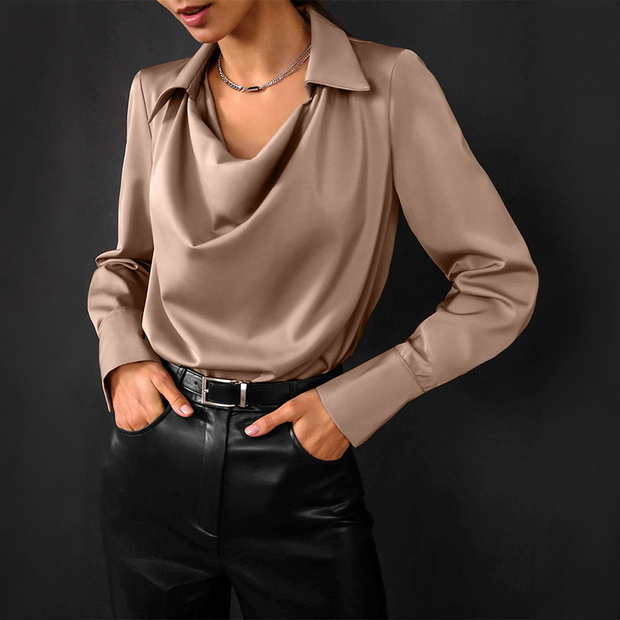 WW | Luxe Satin Bluse Mit V-ausschnitt Zeitlose Eleganz & Mühelos Stilvoll