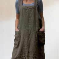 WW | Baumwoll-Leinen Schürzenkleid Mit Taschen