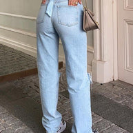 W&W Damen Jeanshose Mit Lockerer Passform Zerrissen Weites Bein Hohe Taille Lassige Baggy Jean