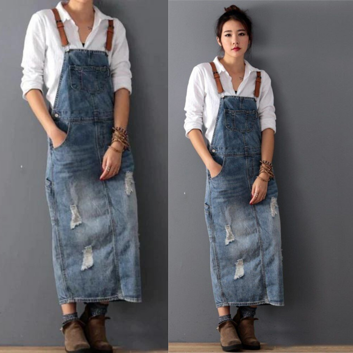 W&W Mode | Stilvolles Weinlese Denim Kleid