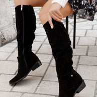 WW | legere kniehohe Damen-Cowboystiefel aus Wildleder unter dem Knie