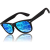Matt schwarz Rahmen | Eiskaltes blaues Spiegelglas