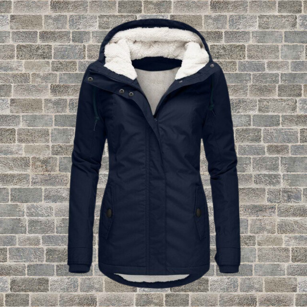 WW | Neue Plissierte Baumwolljacke mit Kapuze aus Lammwolle