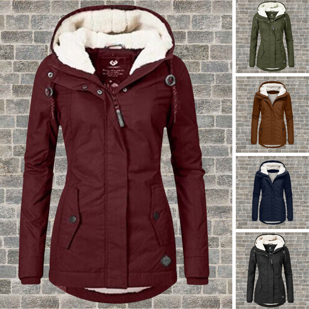 WW | Neue Plissierte Baumwolljacke mit Kapuze aus Lammwolle